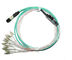 24 aguamarina óptica 25 de las asambleas de cable de la fibra MTP MPO OM3 10G mide el azul