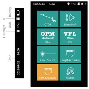 1310/1550nm SM Rango de prueba 5m-60Km Mini OTDR 9 en 1 Probador con adaptador APC UPC SC/FC/ST/LC 1