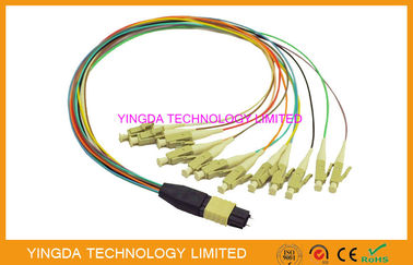 comprar Cable de alta densidad de MTP MPO - conectores machos de las asambleas de cable del Hydra de la base del LC 12 con los pernos de guía Fabricación en línea
