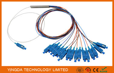 comprar  divisor de acero 1X16 G657A1 el 1.5m 0.9m m del PLC de la fibra óptica del tubo de 0.9m m con el conector del SC UPC Fabricación en línea