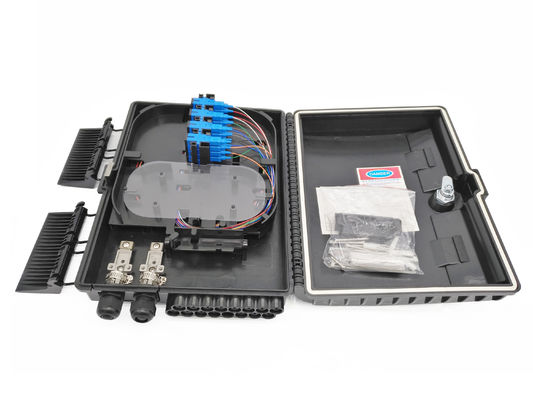 comprar Caja al aire libre del divisor de la fibra óptica del soporte de FTTH IP65 poste para el SC negro del cable de descenso 2x3m m Fabricación en línea