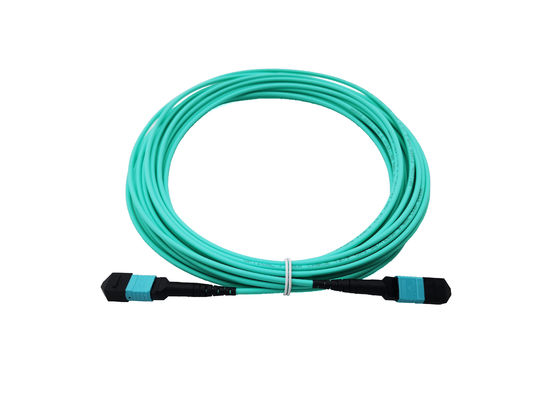 comprar 12 Fibra óptica MPO ensamblajes de cable de parche OM3 40/100G Aqua 10 metros para el centro de datos Fabricación en línea
