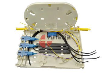 comprar 4 blanco plástico de la caja OTB FTB104E de la terminación de la fibra óptica del puerto para el cable de descenso de FTTH 2*3M M Fabricación en línea