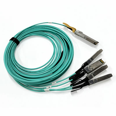 comprar 200G QSFP56 a 4 x 50G SFP56 Cable óptico activo, AOC Breakout Cable 10M para el centro de datos Fabricación en línea