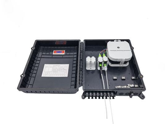comprar 16Ports Outdoor Optical Distribution Box Black With Sc Adapters Plate For  2x3mm Flat Drop Cable Outlets PC ABS Material Fabricación en línea