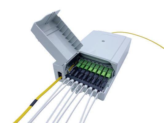 comprar Aleación gris ULTRAVIOLETA anti de la PC de la resistencia impactante FTTH de la fibra de IP54 8 de la terminación palmo óptico portuario de la caja del mediados de Fabricación en línea