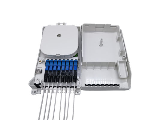 comprar La caja blanca montada en la pared interior Mini Compact 8 de la terminación del cable de fribra óptica de IP54 FTTH quita el corazón al adaptador del SC Fabricación en línea