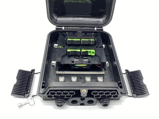 comprar China Fábrica de proveedores 16 puertos FTTH Fibra divisor de la caja de distribución de montaje de la pared exterior IP65 Negro Fabricación en línea