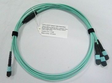 comprar 24 Fibra óptica MTP MPO ensamblajes de cables OM3 10G Aqua 25 metros azul Fabricación en línea