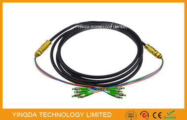 comprar Negro de fibra óptica de la prenda impermeable del cable del cordón de remiendo de las coletas de la base de FC/de APC 4, longitud modificada para requisitos particulares Fabricación en línea