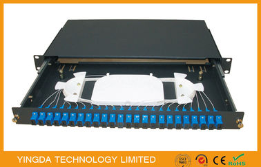 comprar 1U 48 tipo del cajón de Slding del panel de remiendo de la fibra óptica de Black Box del duplex del SC del puerto de las fibras 24 Fabricación en línea
