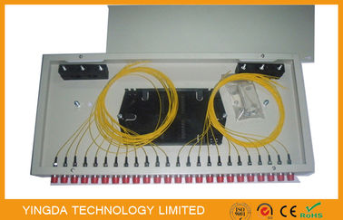comprar Puerto del panel de remiendo de la fibra óptica del solo modo del soporte de estante de FC 24, metal blanco del panel de remiendo de ODF Fabricación en línea