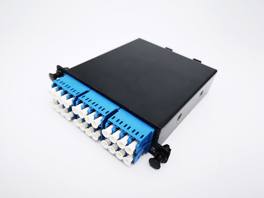 comprar casete del cable de fribra óptica de 12F 24F MTP MPO para el negro del metal del estante 19Inch 1U del panel de remiendo Fabricación en línea