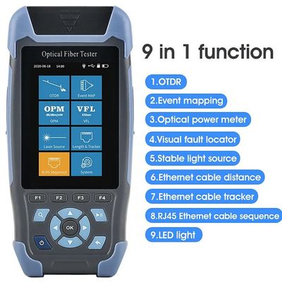 1310/1550nm SM Rango de prueba 5m-60Km Mini OTDR 9 en 1 Probador con adaptador APC UPC SC/FC/ST/LC