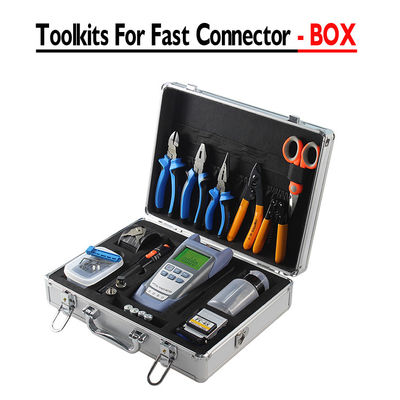 Kit de herramientas de fibra con cortador de fibra y medidor de potencia óptica VFL para construcción y mantenimiento FTTH