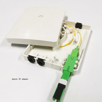 Caja de terminación de fibra óptica de puerto 2SC para adaptadores SC LC de roseta óptica de plástico FTTH PON