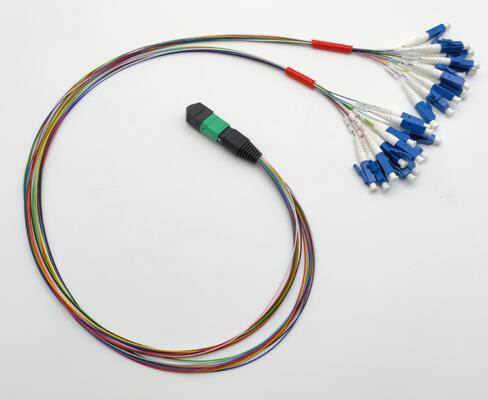 Cables de arnés MPO 12 fibras de apoyo LC PC color de las trenzas MM OM3 MM 8F 12F 24F LSZH MPO MTP Cordón de parche de fibra óptica